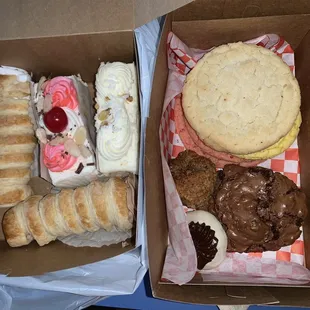 a variety of pastries in a box