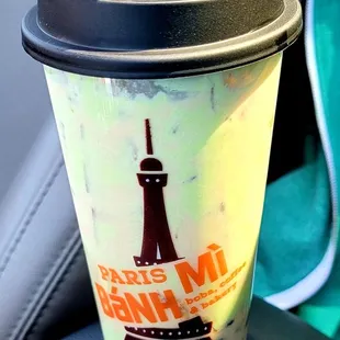 Creme brulee matcha with boba