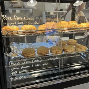 a display case of pastries