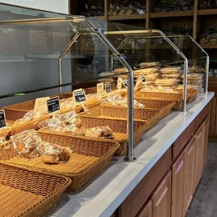 a variety of breads on display