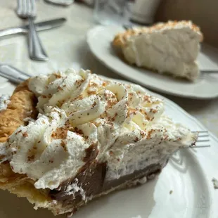 Chocolate pie  and coconut pie