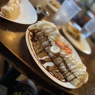 two plates of food on a table