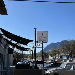Outside the restaurant