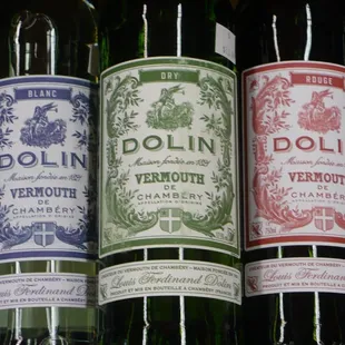 French wines and aperitifs, like Dolin Vermouth