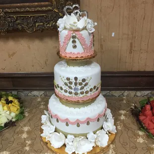 a three tiered wedding cake