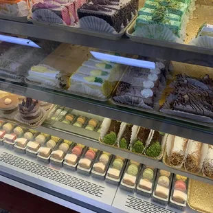 Maccroons and cake slices for sale