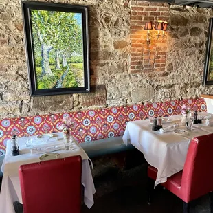 tables and chairs in a restaurant