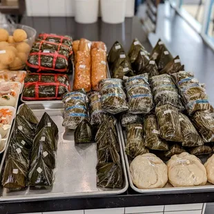 a variety of food items on display