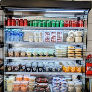 a refrigerated display of food