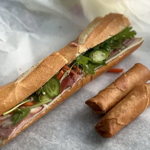 House Special Banh Mi and egg rolls (though I wanted the shrimp egg rolls...)