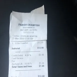 The cost of those gritty dirty tasteless crawfish  Waste of my coin.