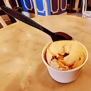 Chocolate Scoop on top with Coconut underneath