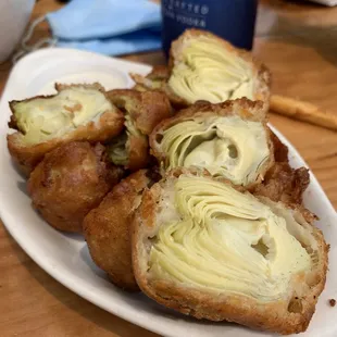 Fried artichoke heart appetizer