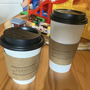 Large coconut latte and small mocha