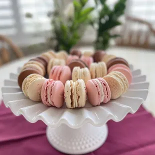 Macarons. Four flavors. Strawberry. Chocolate. Birthday cake. Snickerdoodle. Absolutely perfect!