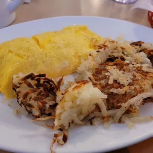 Feta omelette and hash browns
