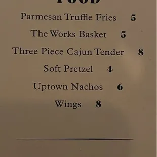 happy hour menu nov 2022