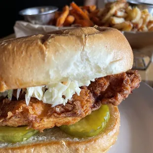 Nashville Hot Crispy Chicken and Parmesan Basket Parm Truffle fries