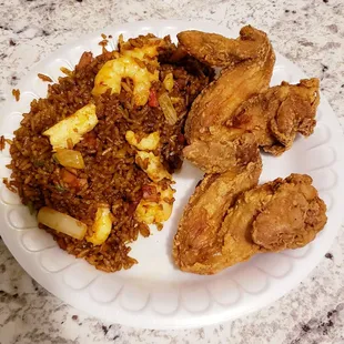 House special fried rice and chicken wings