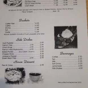 the menu for the restaurant