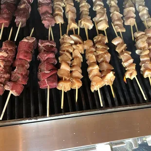 Beef and chicken kabobs
