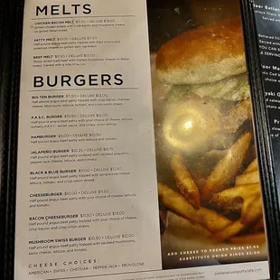 Menu - Melts &amp; Burgers