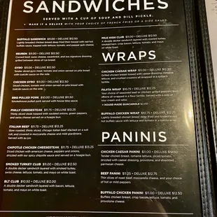 Menu - Sandwiches, Wraps &amp; Paninis