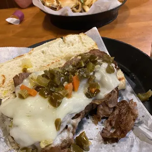 Italian Beef. Bacon cheeseburger with fries.