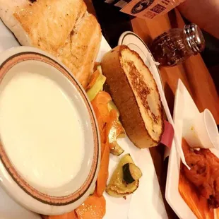 Salmon and buffalo wings