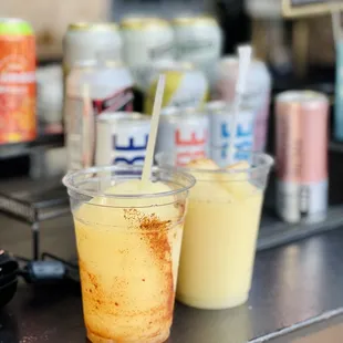 a variety of drinks and beverages