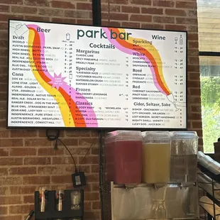Drink menu
