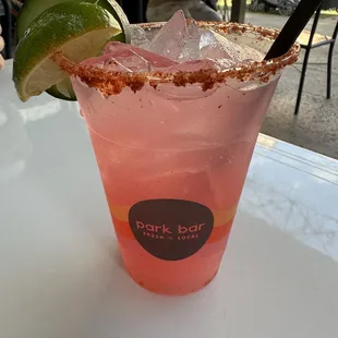 Prickly pear margarita with Tajín rim. So refreshing!