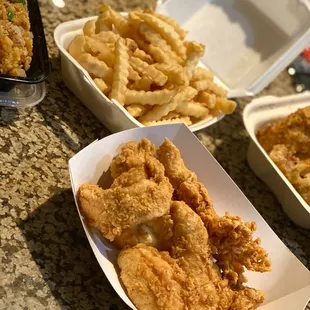 Krispy Krunchy Chicken- tenders and crinkle fries