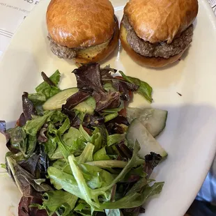 Kid's meal sliders with a side of salad