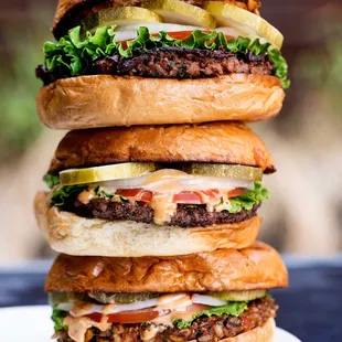 a stack of hamburgers