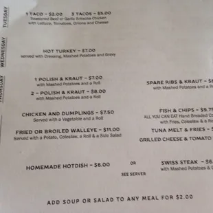 menu