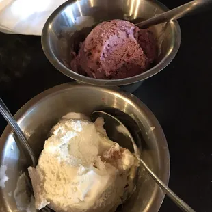 House made Jalapeño ice cream and Marion berry ice cream