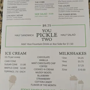 Milkshake and salads