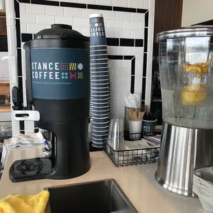 Park Grounds Coffee:  Stance Coffee Drip, Water &amp; stir sticks, etc