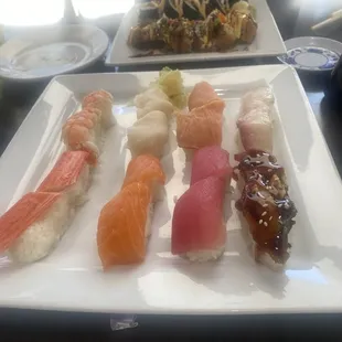 sashimi, sushi, sushi and sashimi, food