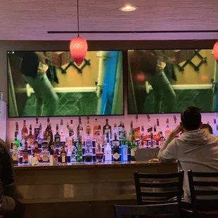 The bar and nice TVs - great for sports