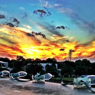 Beautiful sunset and scenic view from the roof.