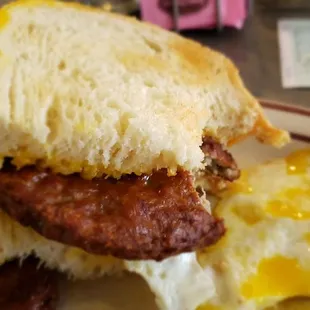 My toast sandwich with a great sausage patty