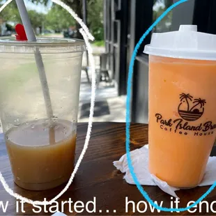 How it started (the huddle) &amp; How it ended (orange sherbert shake)