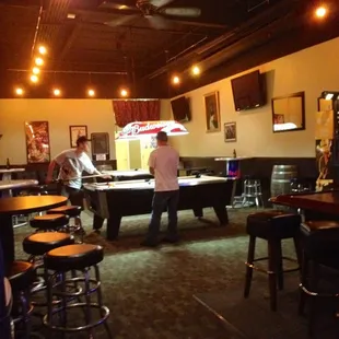 View of the back end taken from the side door. Pool table, darts, etc.