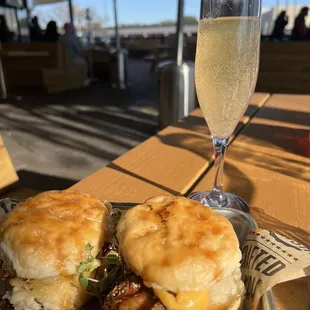 Chicken biscuit and mimosa