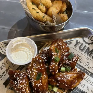 Korean Wave Wings w/Ranch &amp; Cheese Bites w/ Marinara