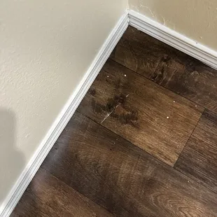 Paint chips and scratches on the floor