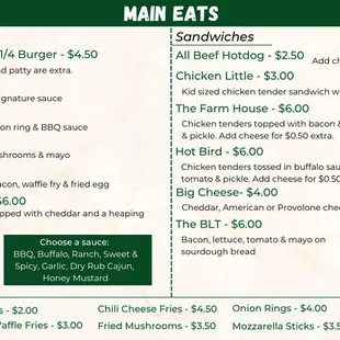 New food menu featuring two new burgers and chili cheese fries!