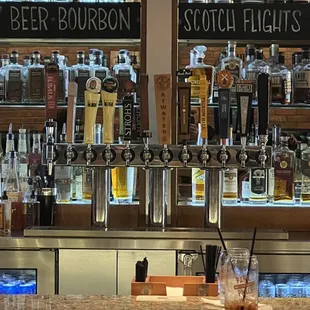 a bar with bottles of alcohol